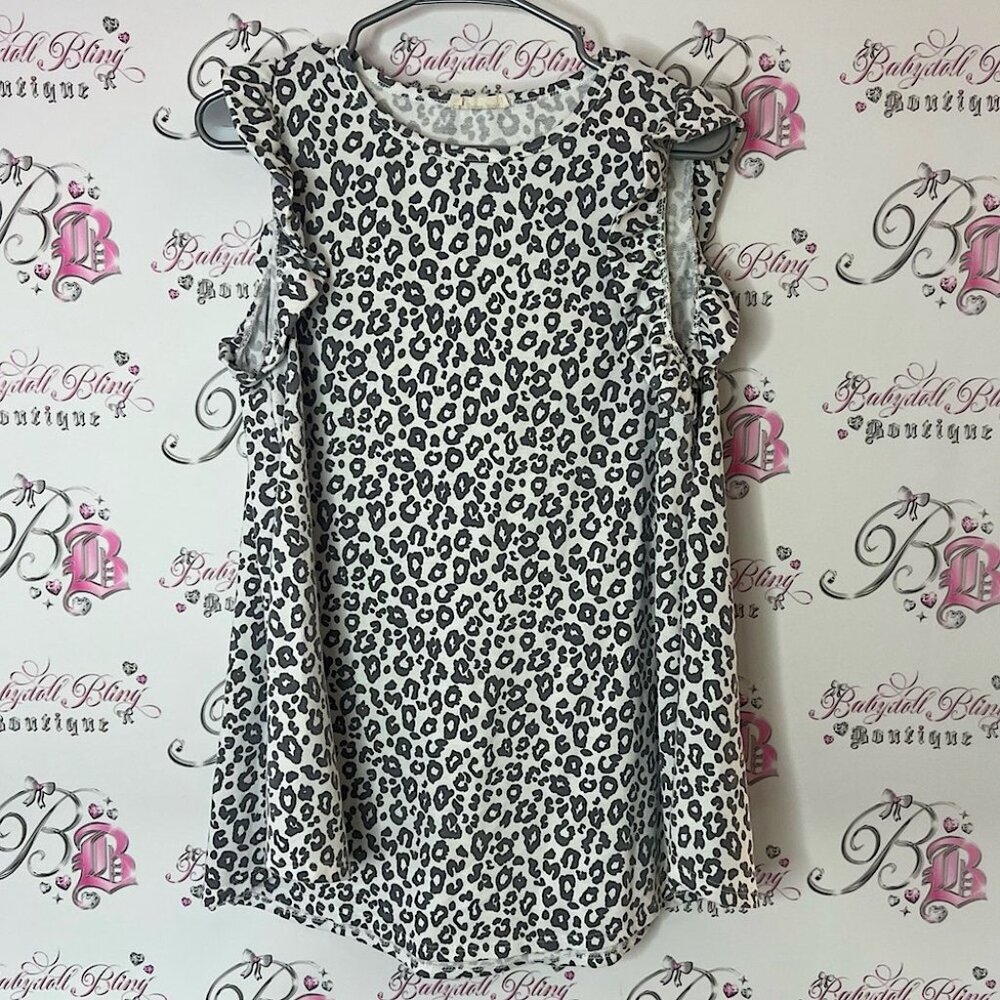 Beeson river tank top ruffle frill sleeves cheetah Leopard Print Ruffle shirt